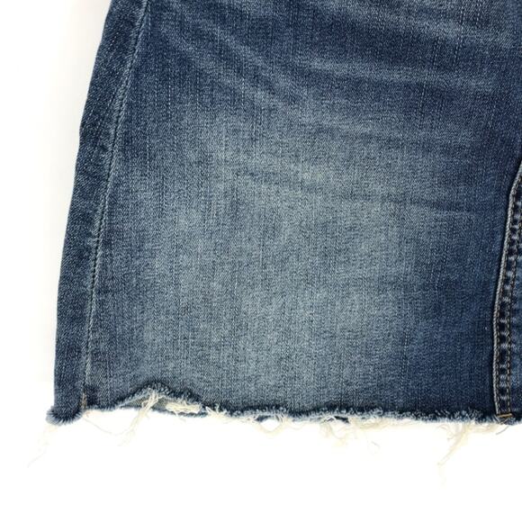 BlankNYC Faded Light Wash Denim Skirt A-Line Raw Hem Mini Skirt Size 25 - Picture 6 of 9